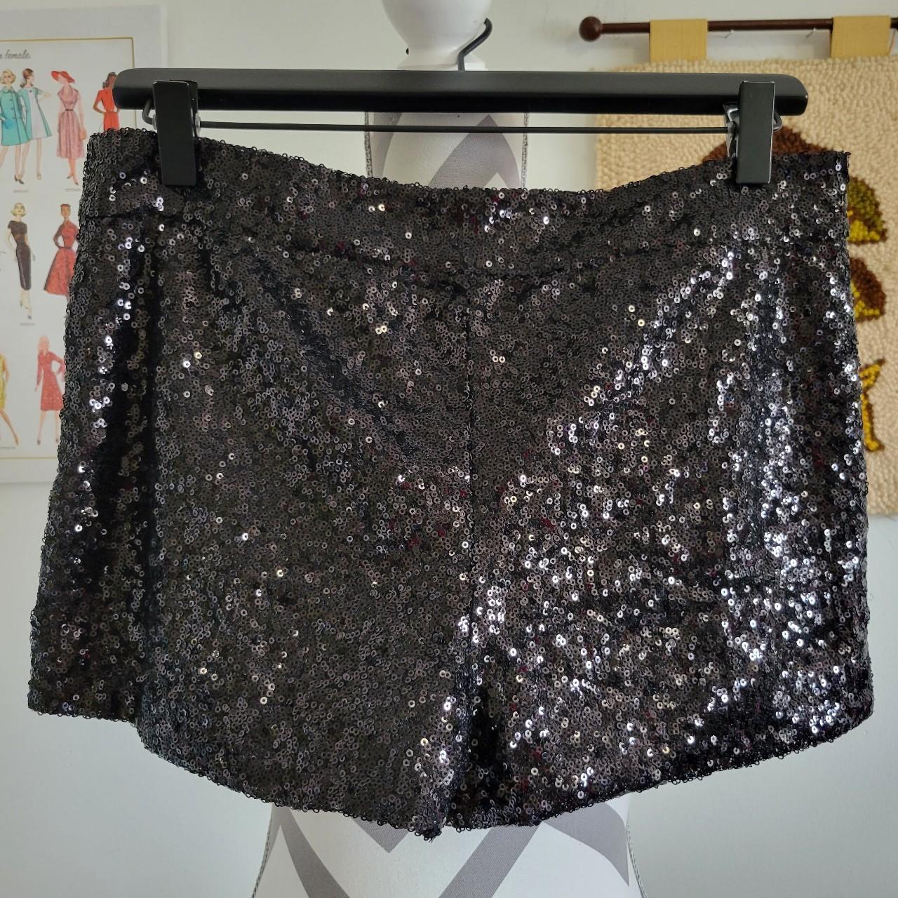 Poof Couture | Black Sequined Shorts • Waist: About... - Depop