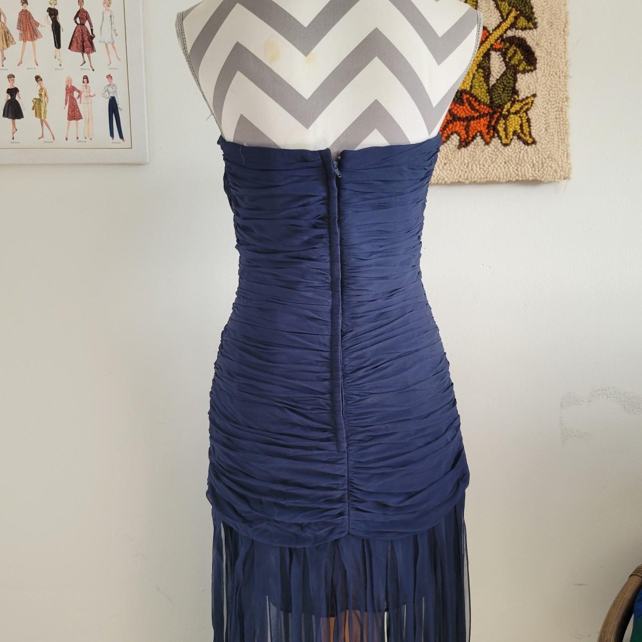 Bcbgmaxazria Navy Silk Carwash Fairy Prom Dress