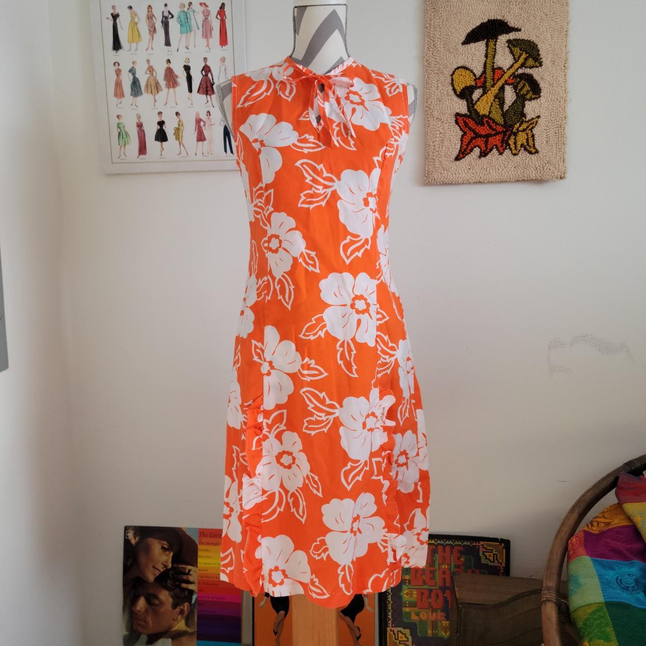 NPC Fashion 60s Orange White Hawaiian Dress Depop