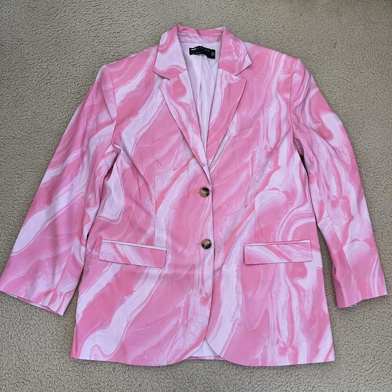 Na Kd Oversized Pink Blazer Oversized Mélange Notched Lapel Blazer