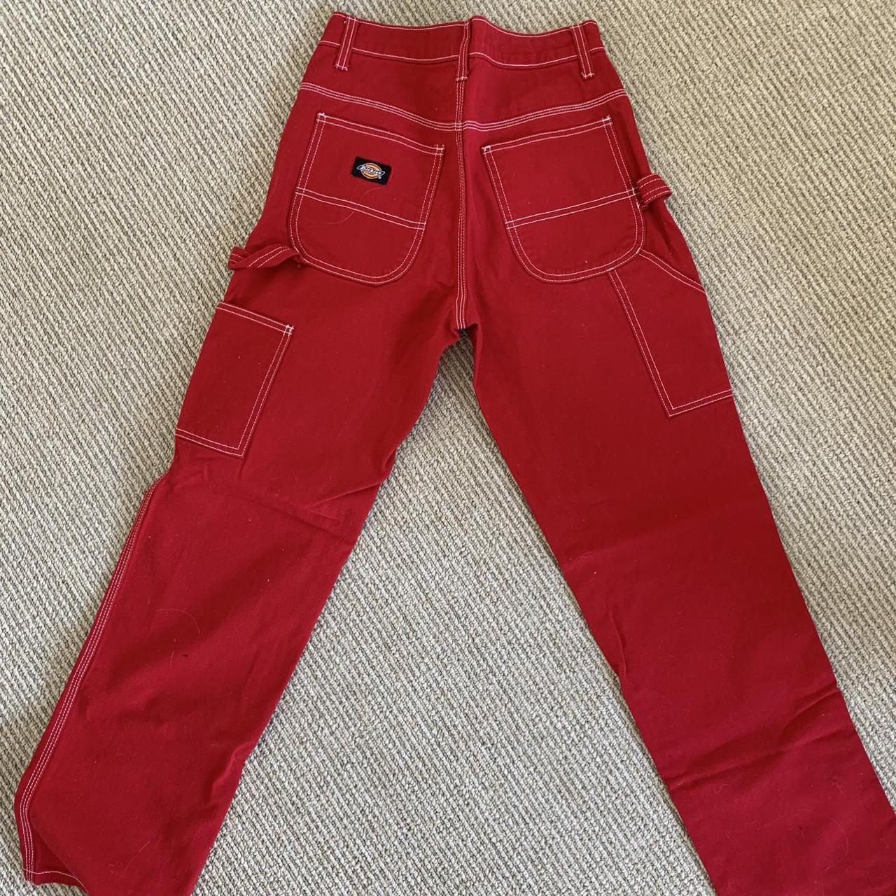 Dickies Women's Red Jeans Depop