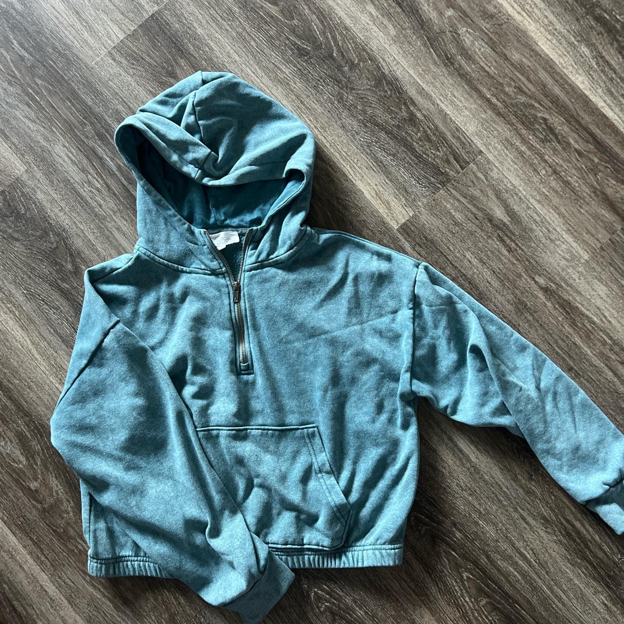 Turquoise cropped sale hoodie