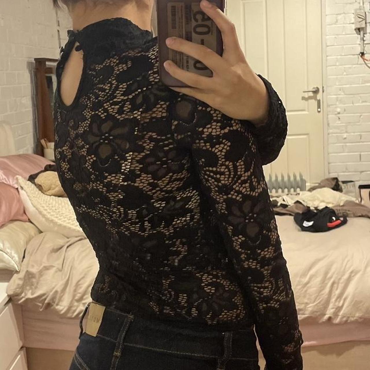 Black lace long sleeve top Only tried on no flaws in... - Depop