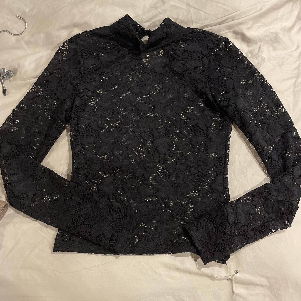 Black lace long sleeve top Only tried on no flaws in... - Depop