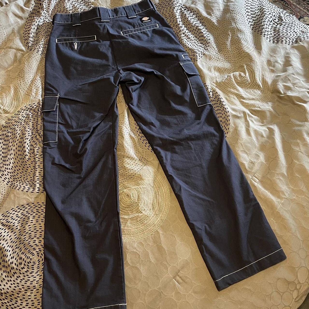 Dickies Ripstop Cargo Pants Navy with white accent... - Depop