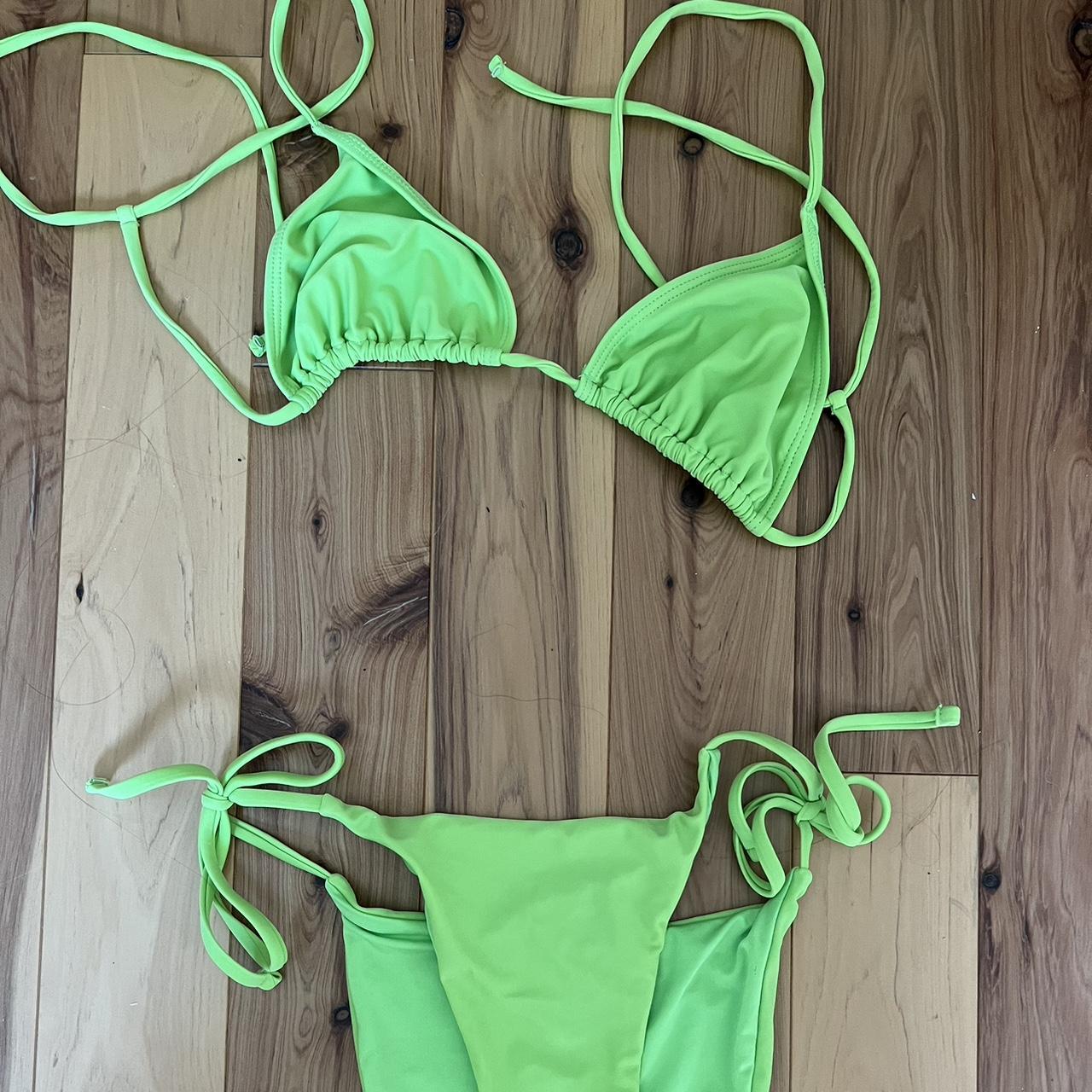 glassons neon green triangle swimsuit *only worn... - Depop