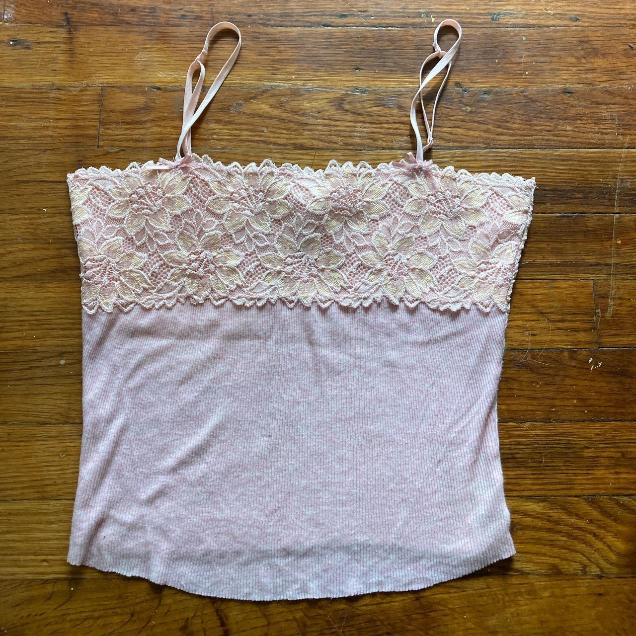 Pale pink cami/tank top with the cutest teeny bows... - Depop