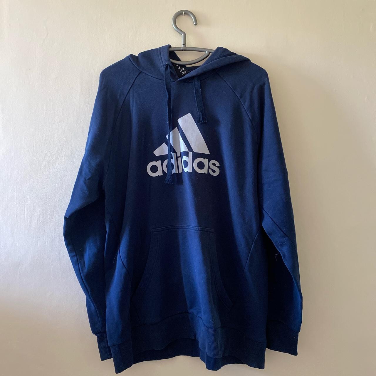 Adidas vintage blue hoodie - Depop