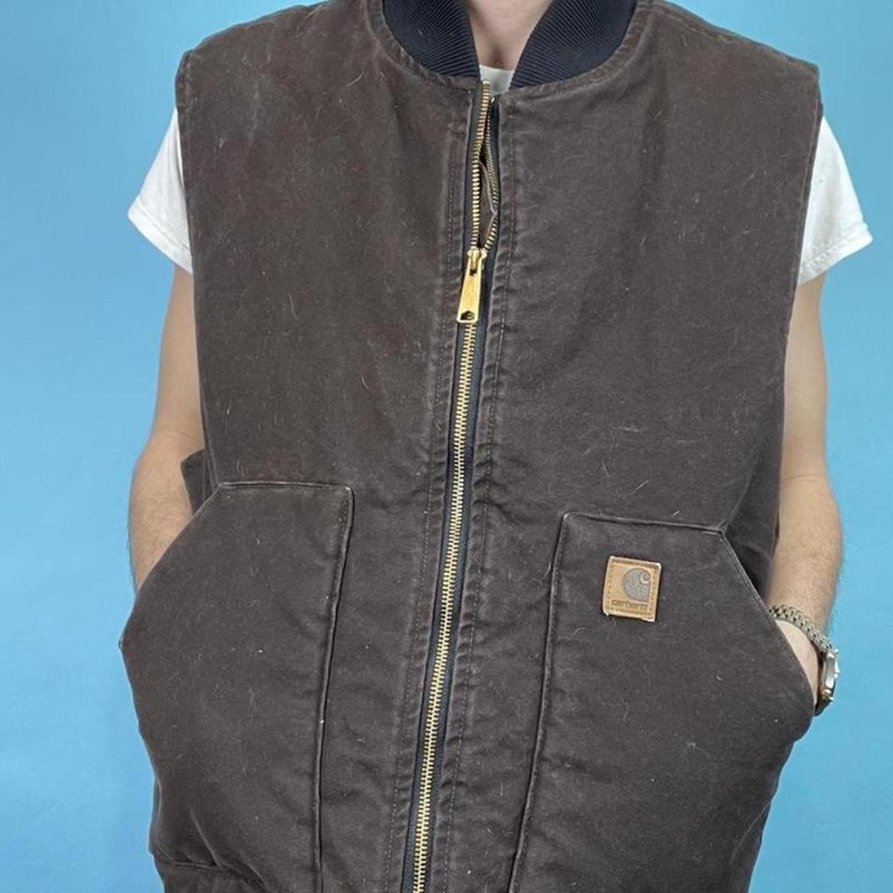 ️CARHARTT Y2K Brown Zip Up Heavyweight Vest SIZE... Depop