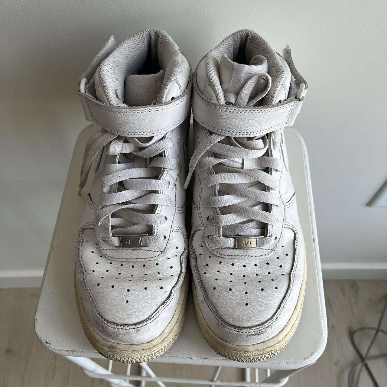 Women’s White high top Nike Airforce 1’s with ankle... - Depop