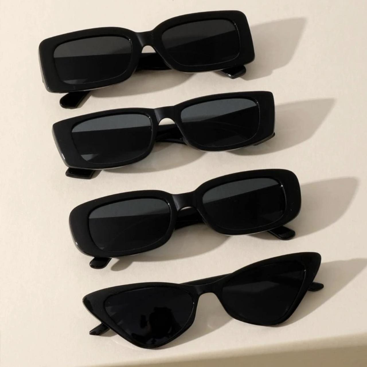 four pairs of black sunnies 🖤 -4 pairs -geometric... - Depop