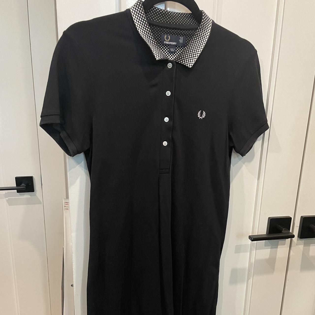 Fred Perry Women's Black and White Dress | Depop