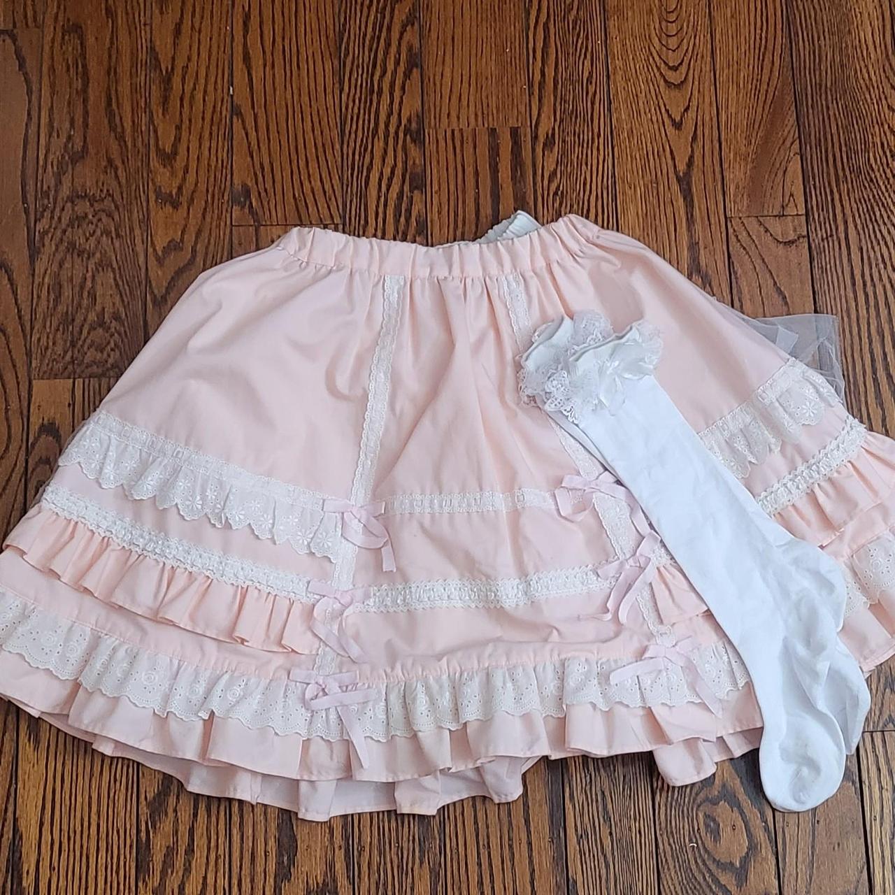 Women's Pink and White Skirt | Depop