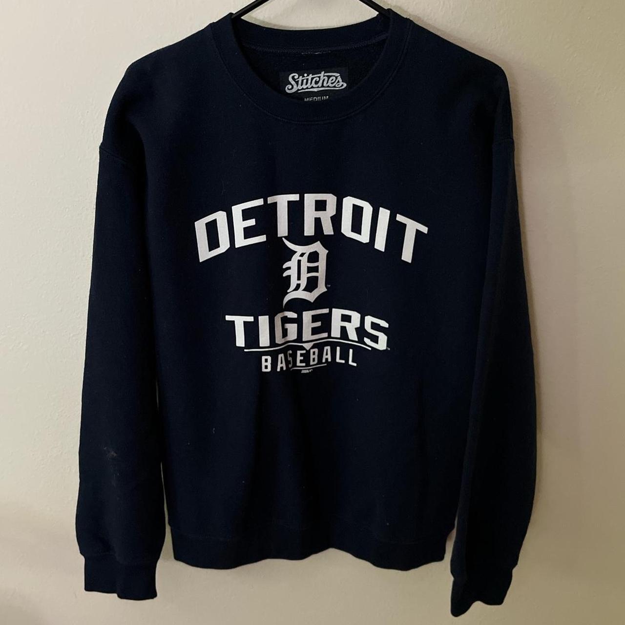 Men's Detroit Tigers Stitches Navy Pullover Crew Sweatshirt