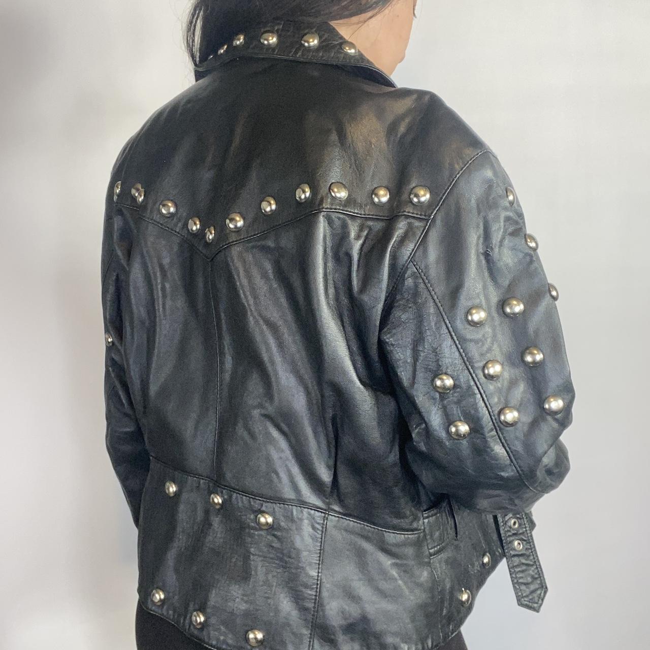 Vintage 1980s leather motorcycle jacket • Hand... - Depop