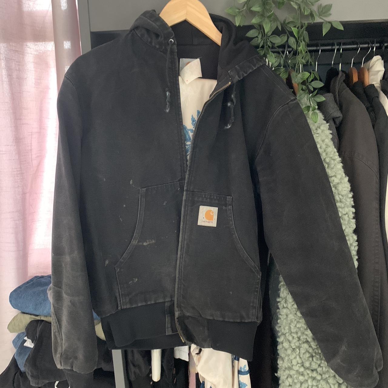 Medium Carhartt jacket Fade black signs of wear - Depop