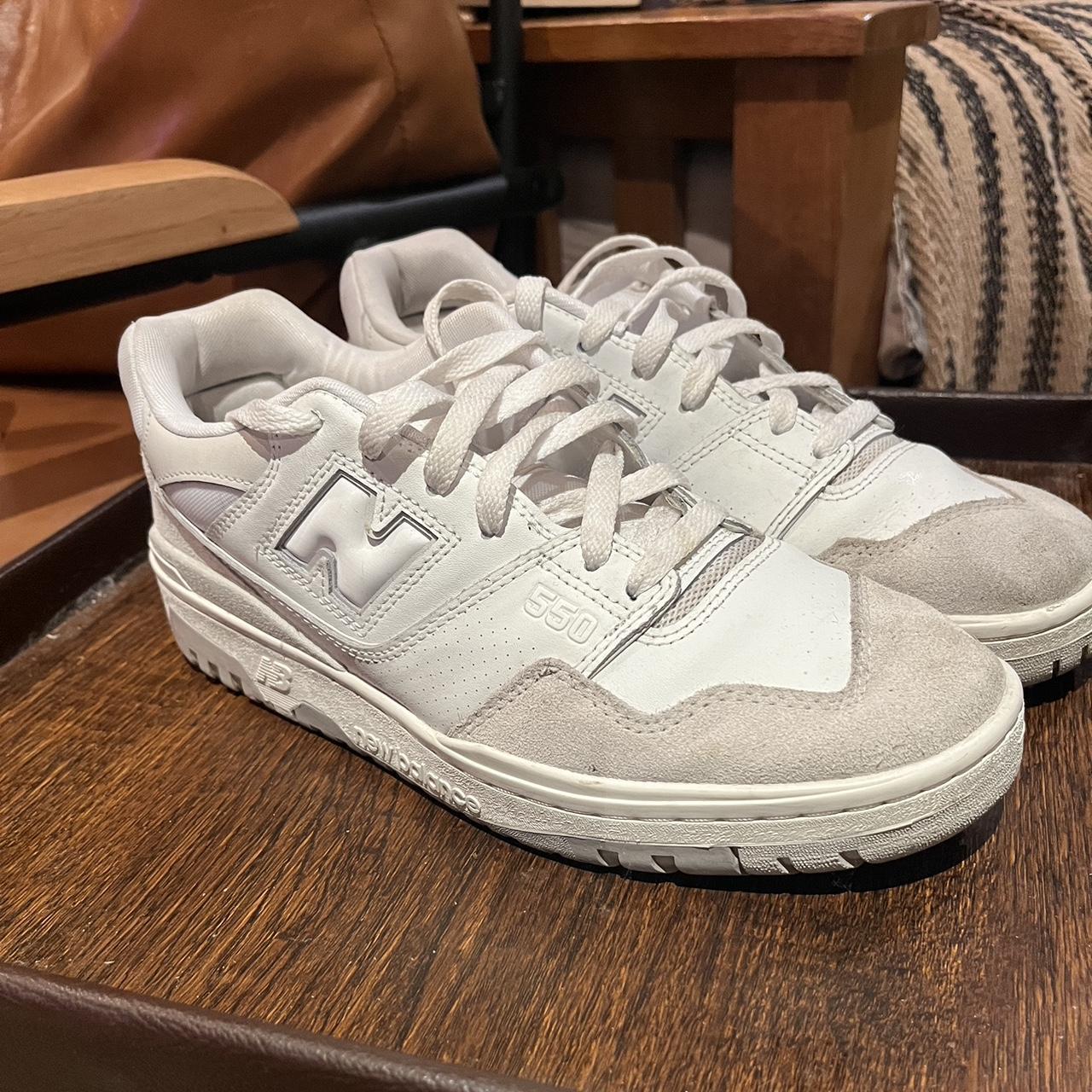 NEW BALANCE 550 TRAINERS white with suede grey Depop