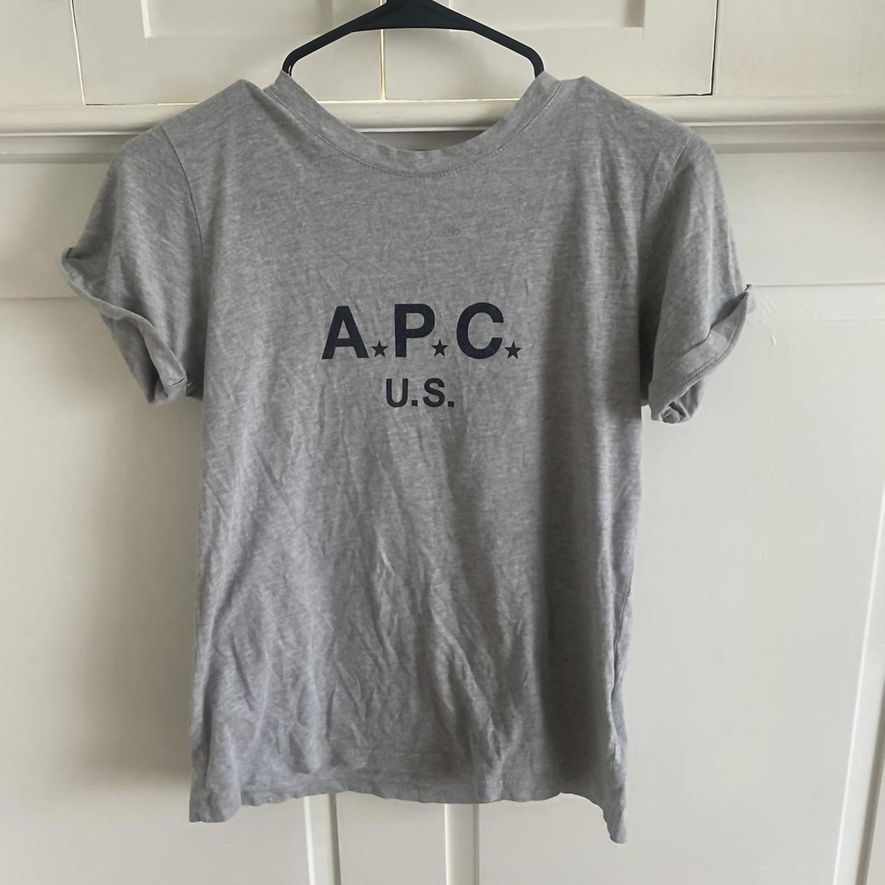 A.P.C logo tee Gray cotton tee with apc us star... - Depop
