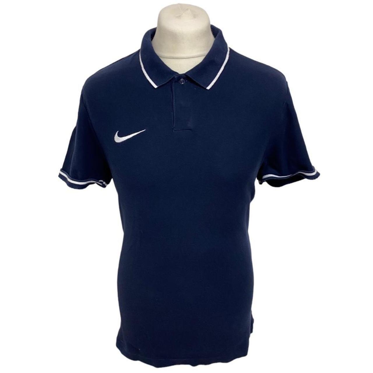 NIKE Large Navy Polo Shirt Short Sleeved 100% Cotton... - Depop