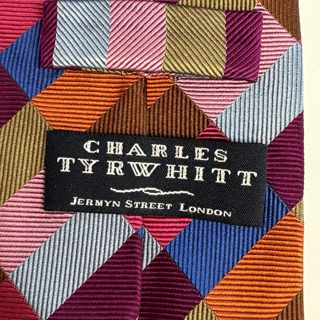 CHARLES TYRWHITT Multi Colour Check 100% Silk Tie... - Depop