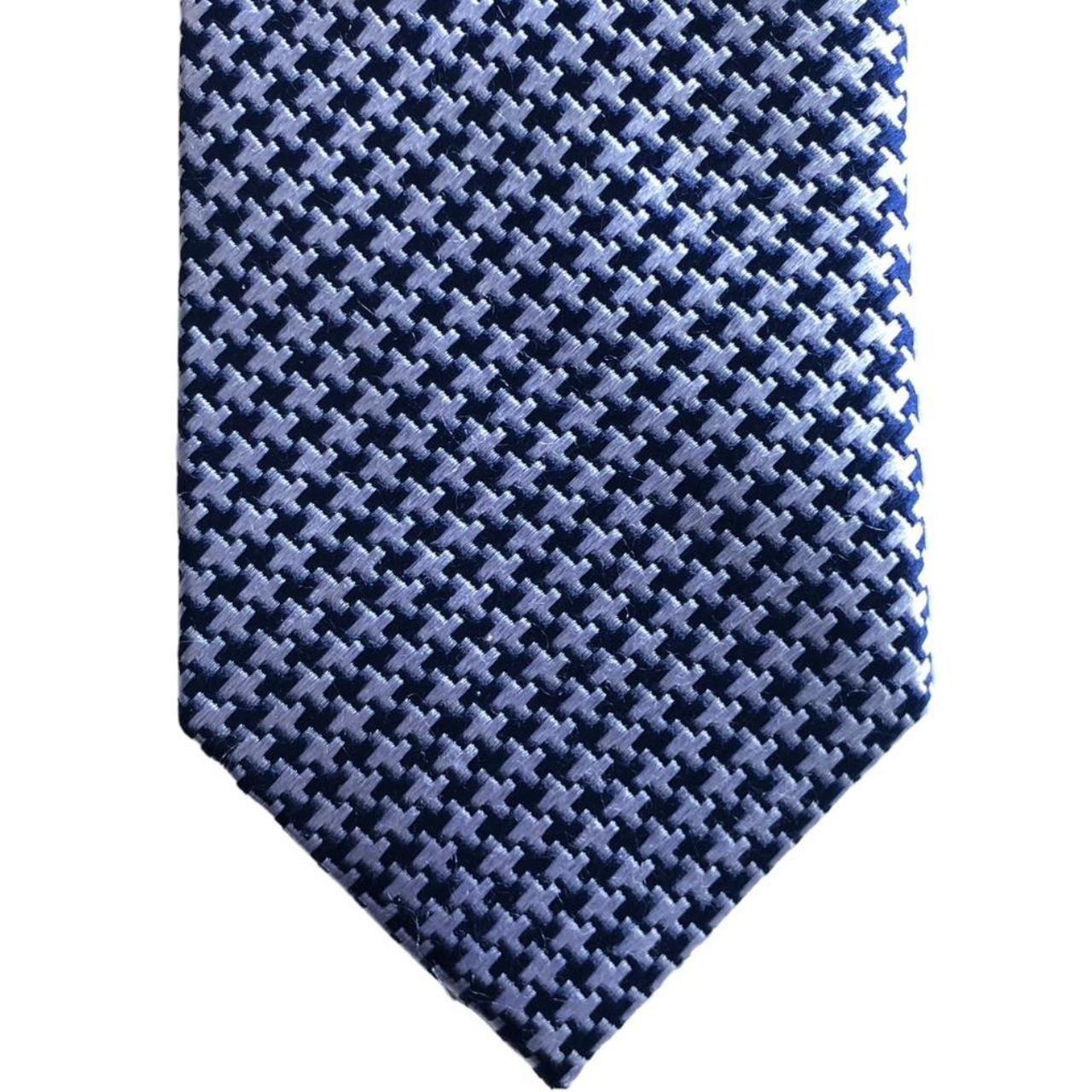 JOHN LEWIS Navy & Silver Patterned 100 Silk Tie... Depop