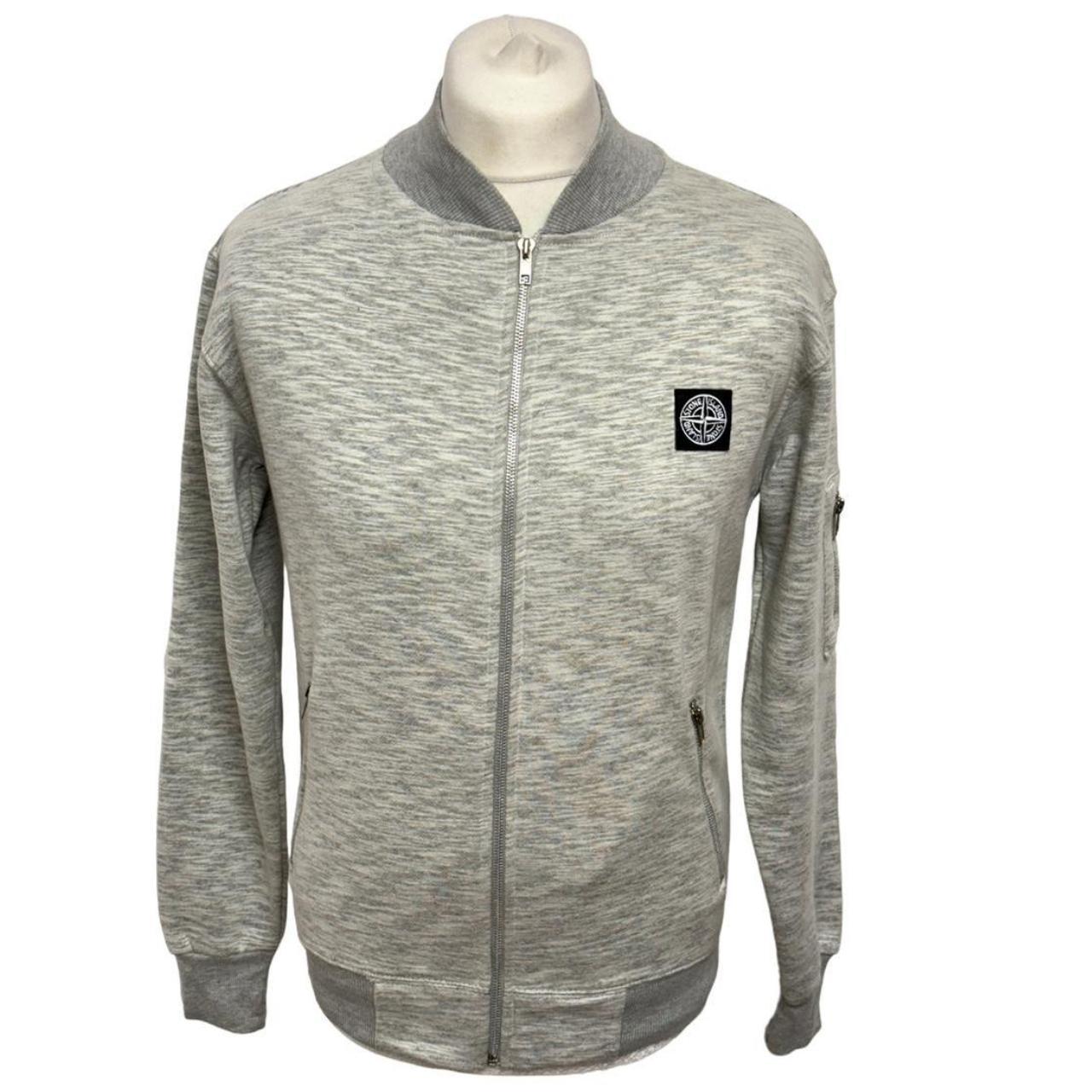 STONE ISLAND Medium Grey Full Zip Sweatshirt 100% | Depop