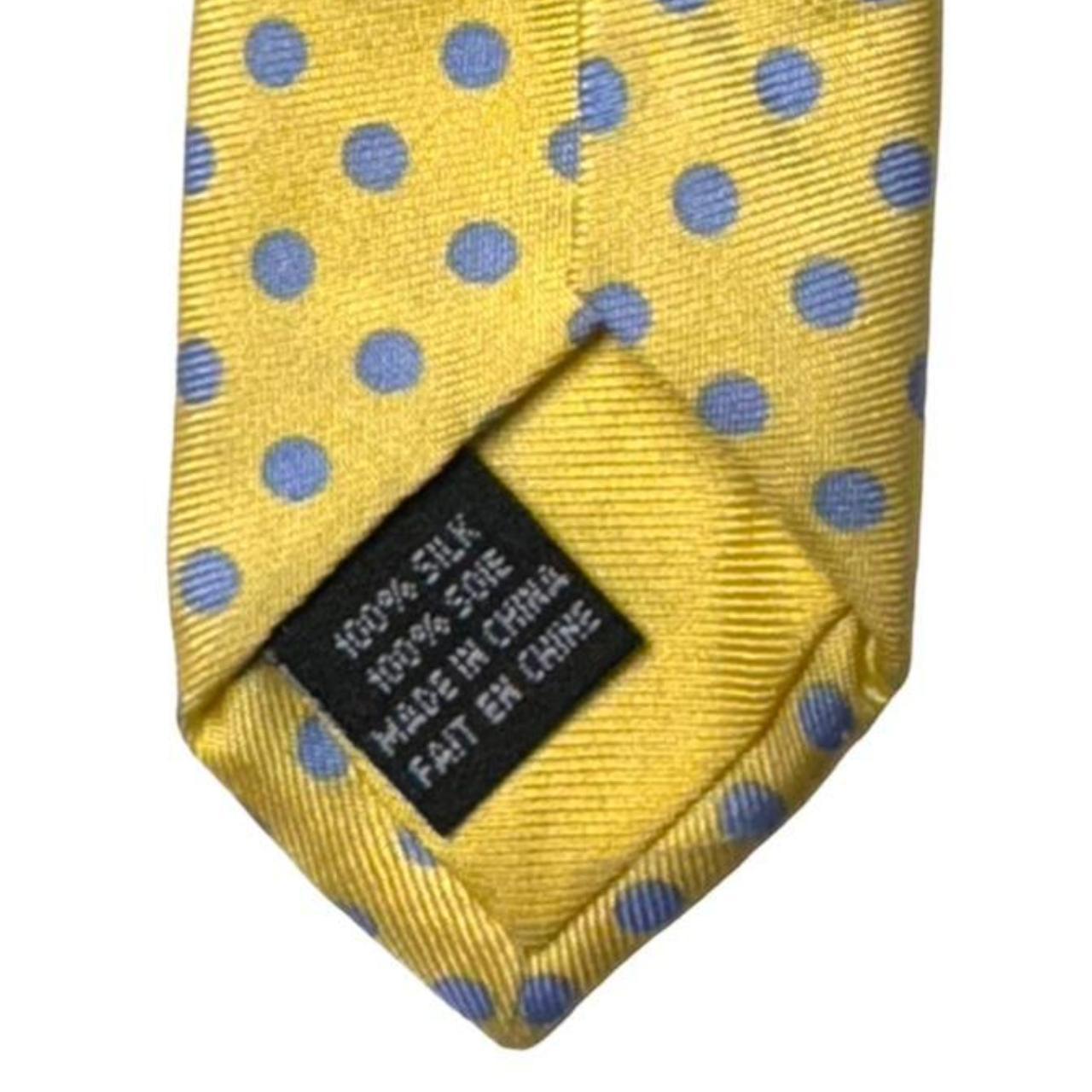 THOMAS PINK Yellow & Blue Polka Dot 100% Silk Tie... - Depop