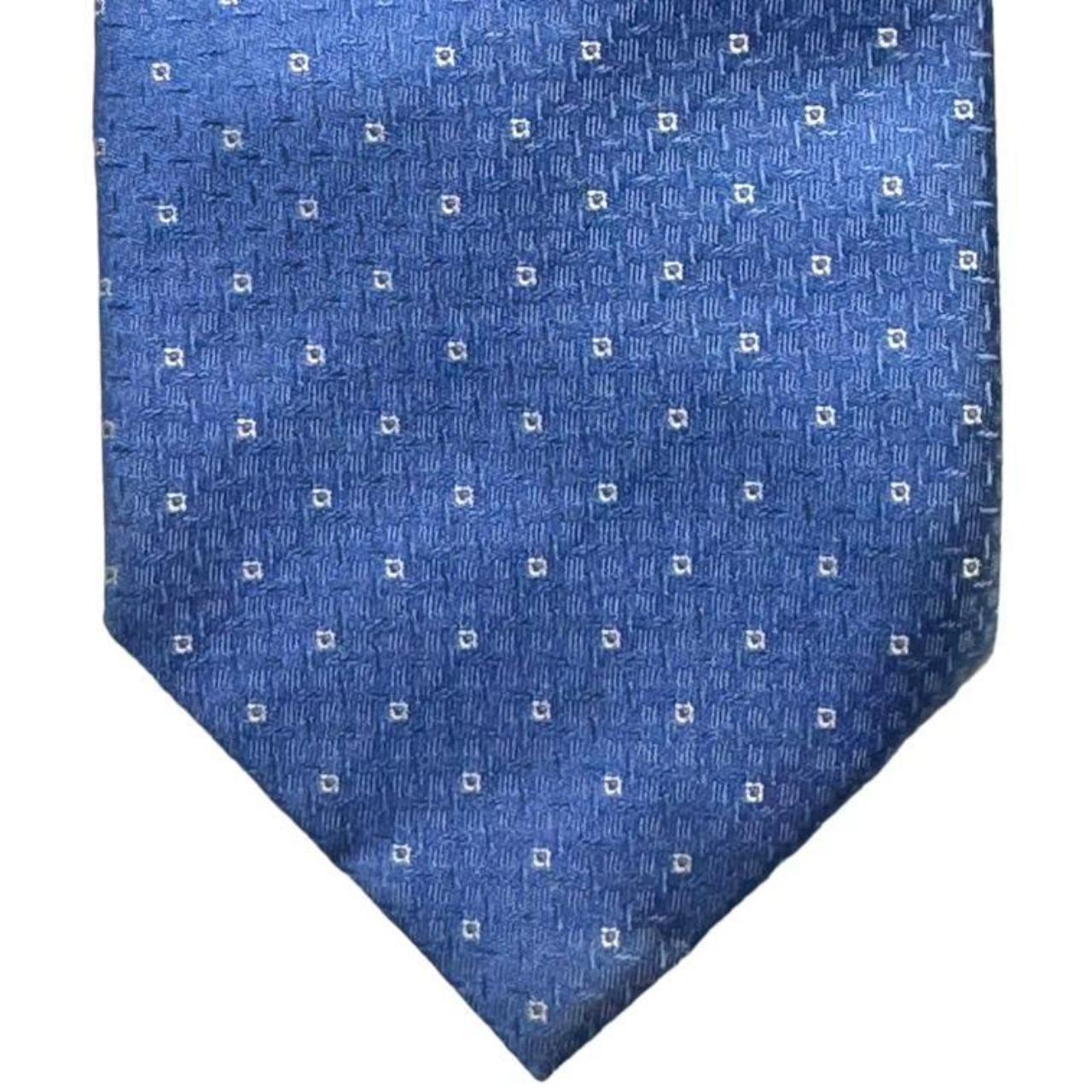 HUGO BOSS Blue & White Polka Dot Tie 100% Silk Made... - Depop