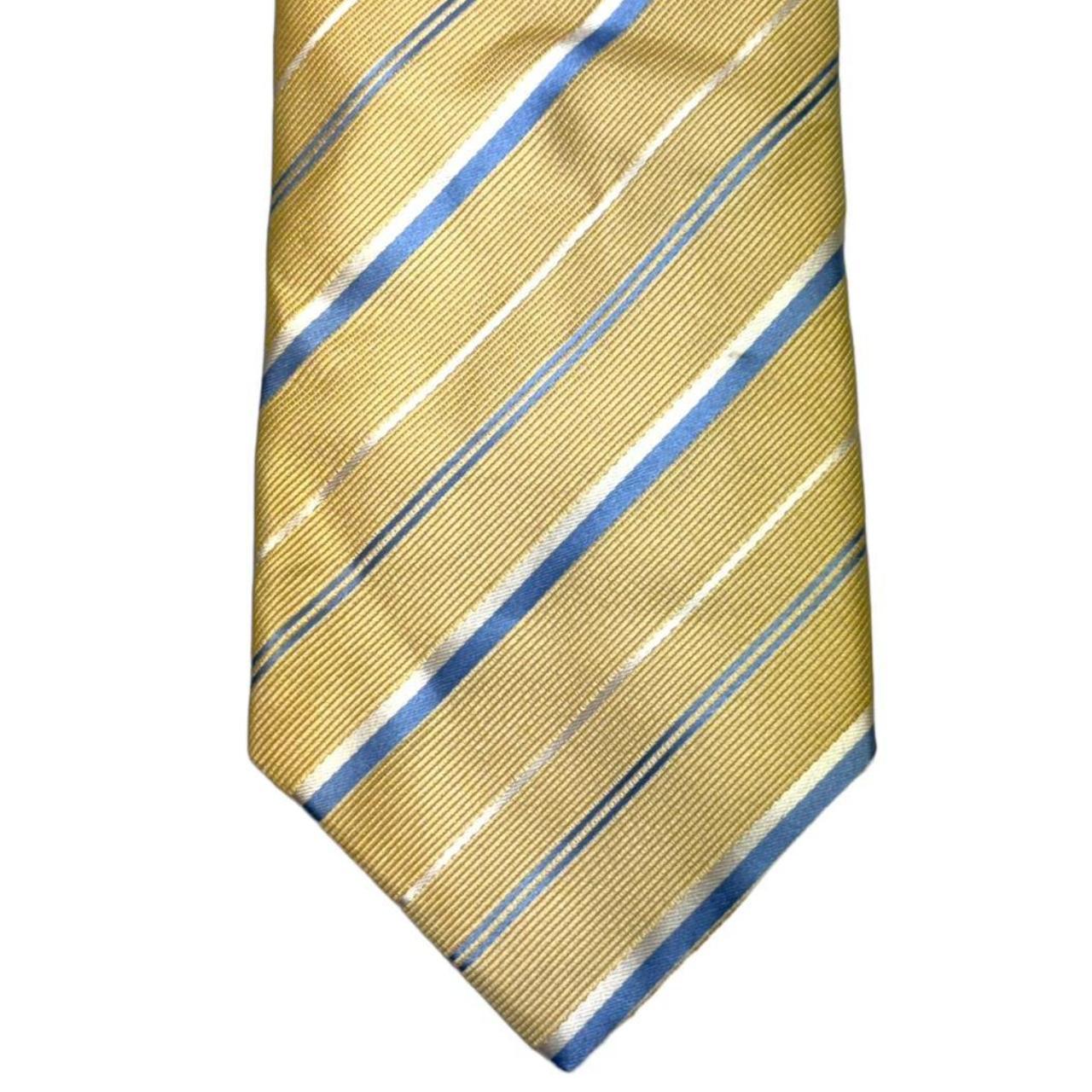 CHARLES TYRWHITT Yellow & blue, silver strip 100%... - Depop