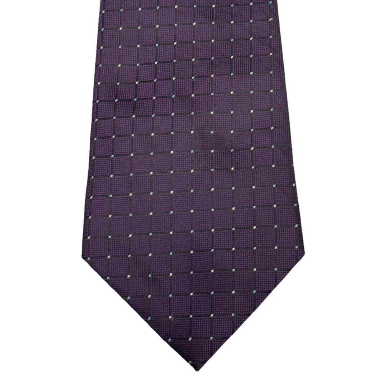 GIORGIO ARMANI Purple Check 100% Silk Tie Made In... - Depop