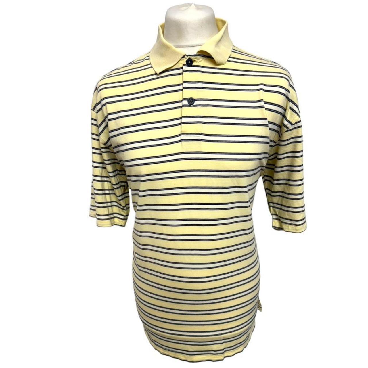 ASHWORTH Golf Large Polo Shirt Striped Yellow Pima... - Depop