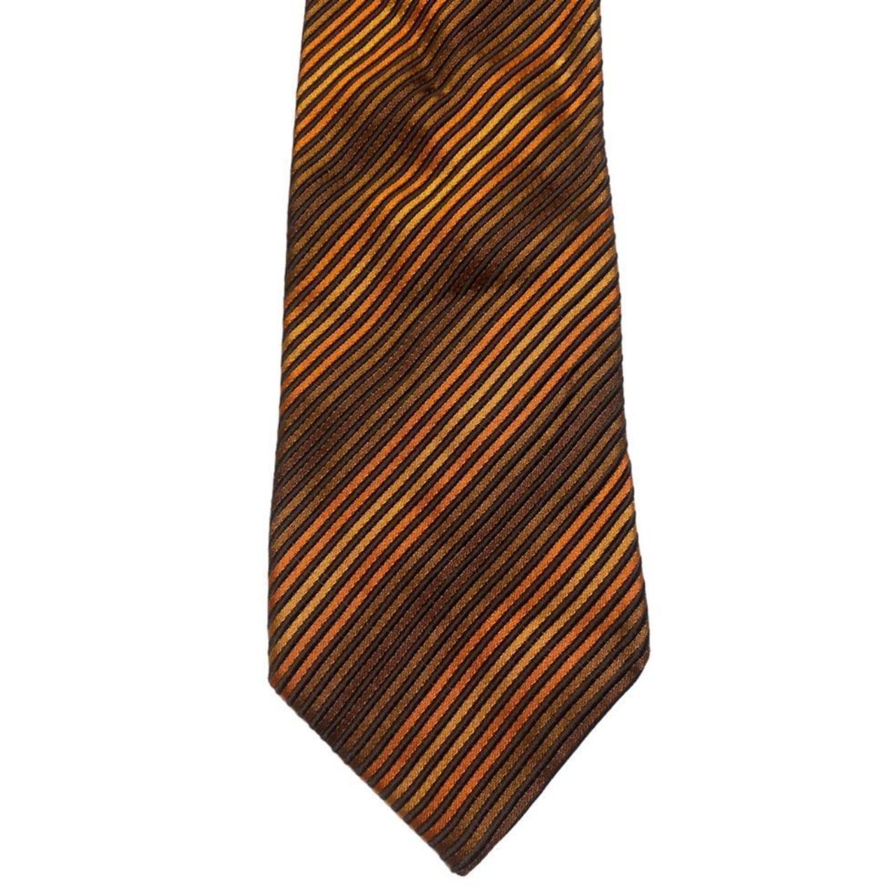 PAL ZILERI 100% Silk Orange & Brown Striped Tie... - Depop