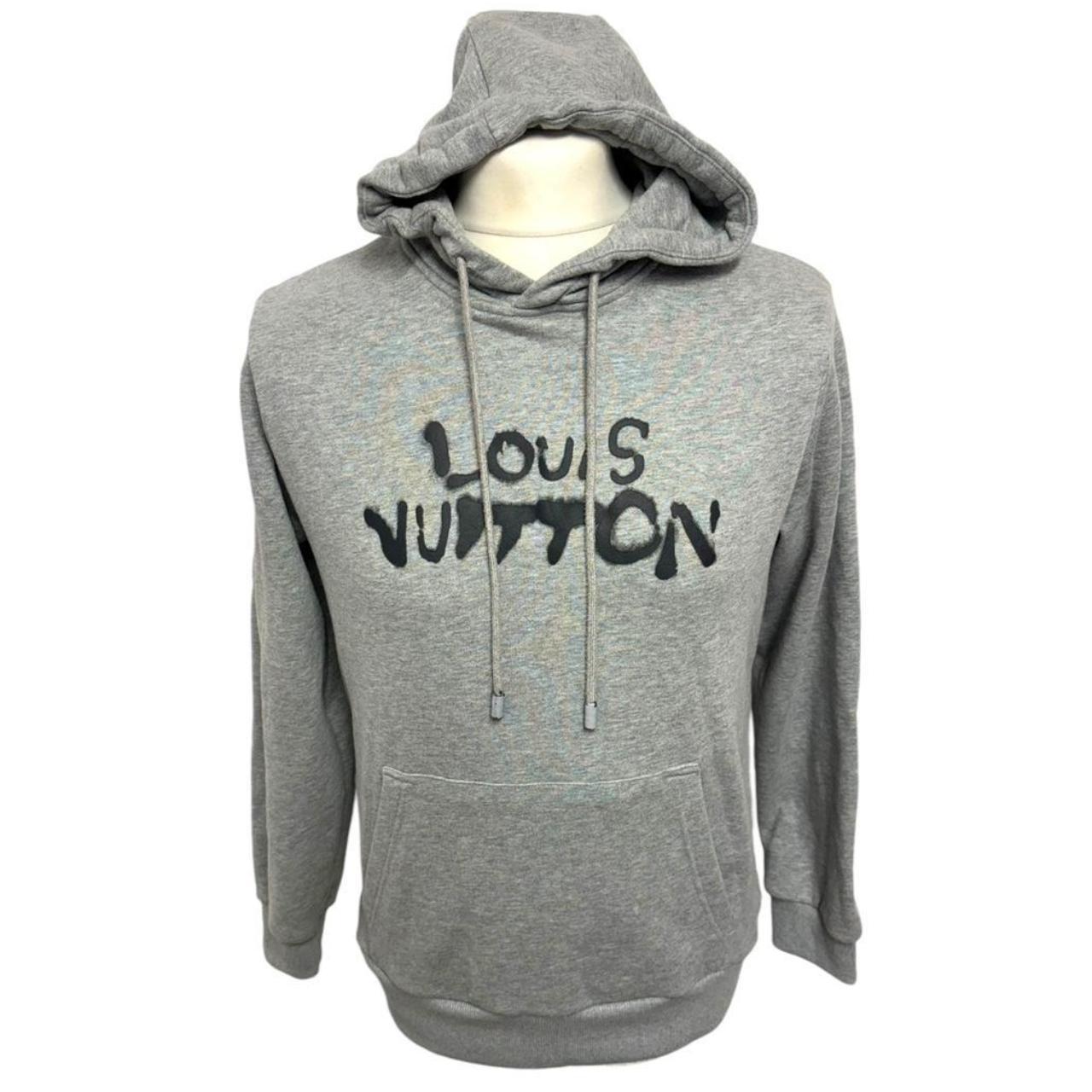 LOUIS VUITTON Grey Graffiti Logo Graphic Hoodie Size | Depop