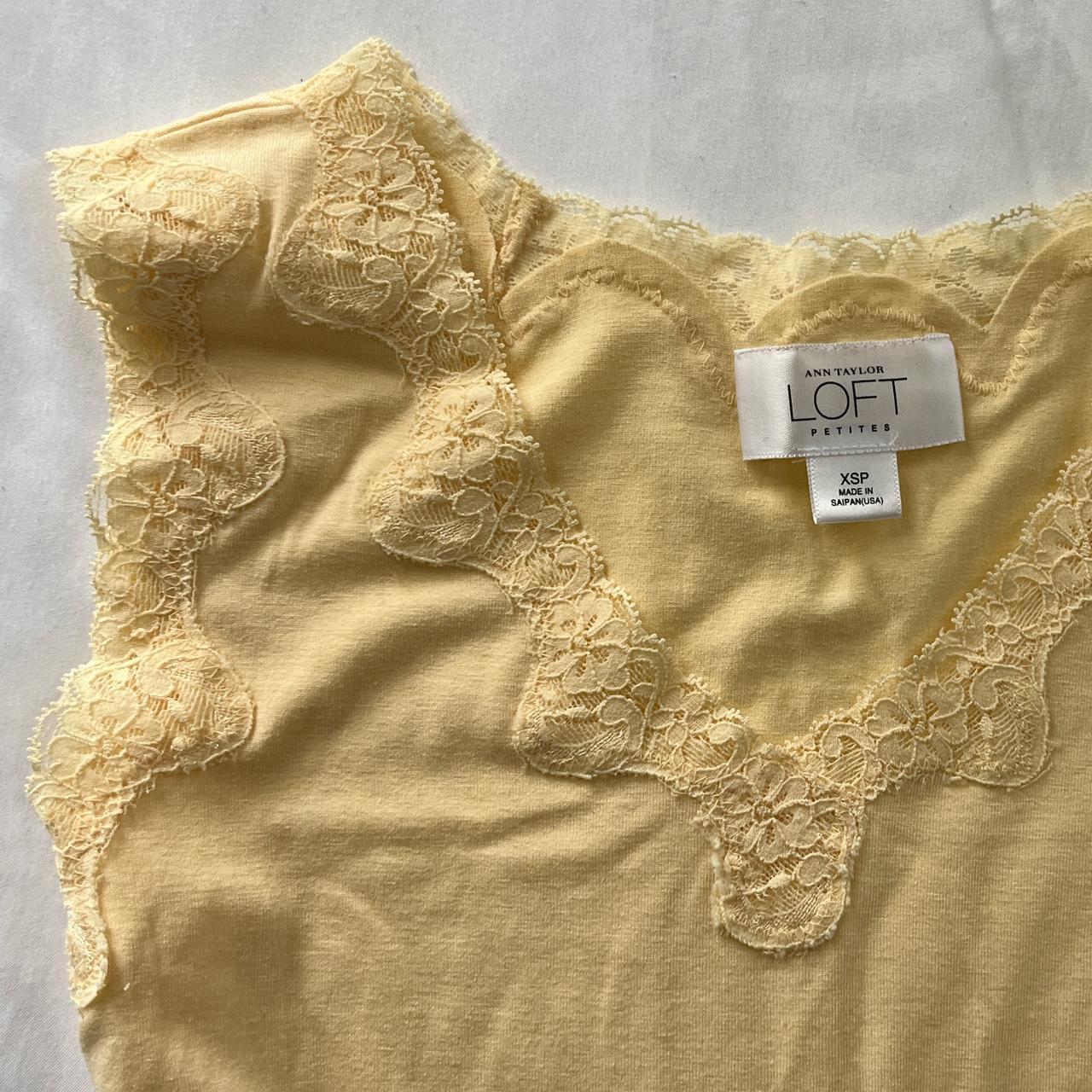 loft petites yellow lace tank top, in excellent... Depop