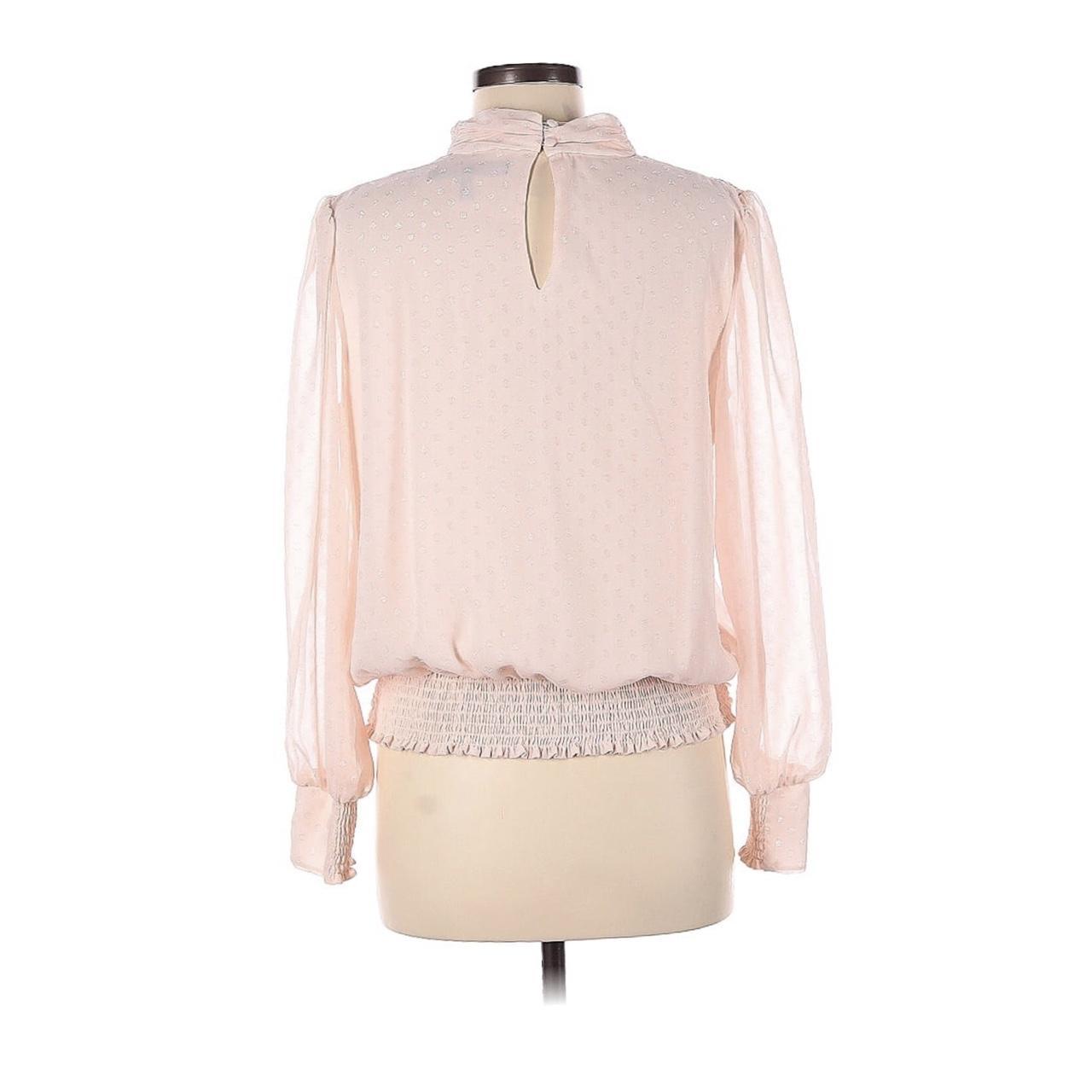 White House Black Market sheer pink blouse with mock | Depop White House Black Market sheer pink blouse with mock | Depop