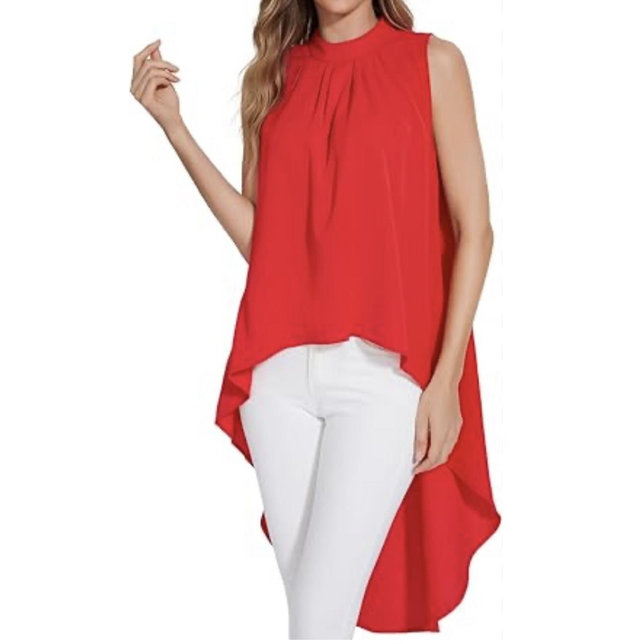 Shein red high-low blouse, sleeveless with Depop