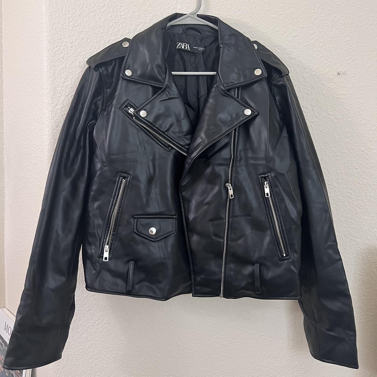 Zara Faux Leather Biker Jacket ️Worn twice/In... - Depop