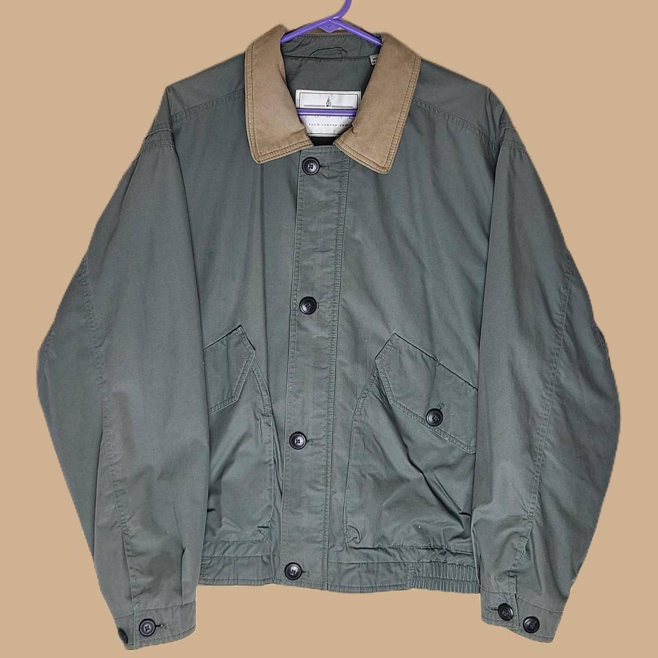 London Fog Men's Green and Khaki Coat | Depop