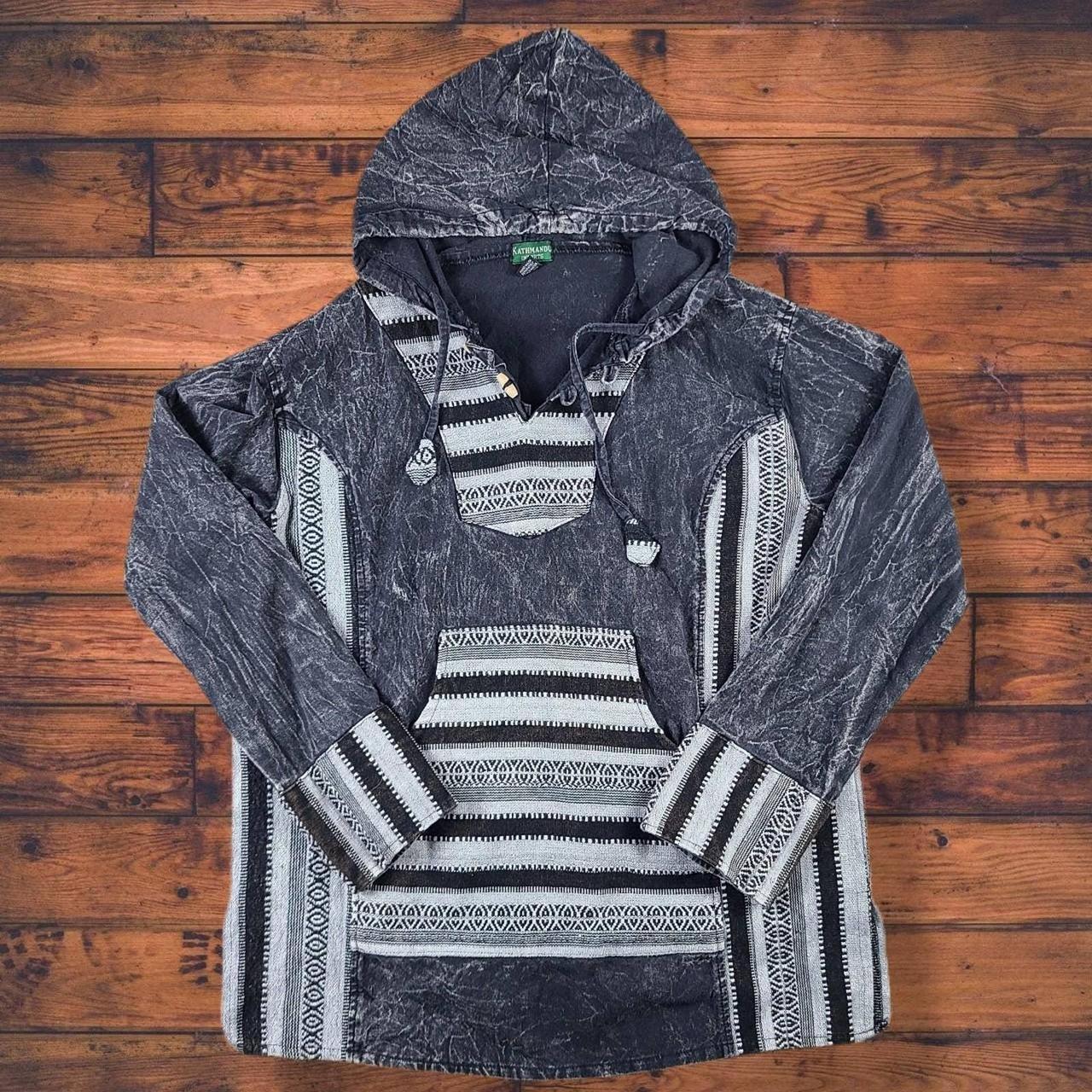 Kathmandu Men's Grey and White Hoodie Depop