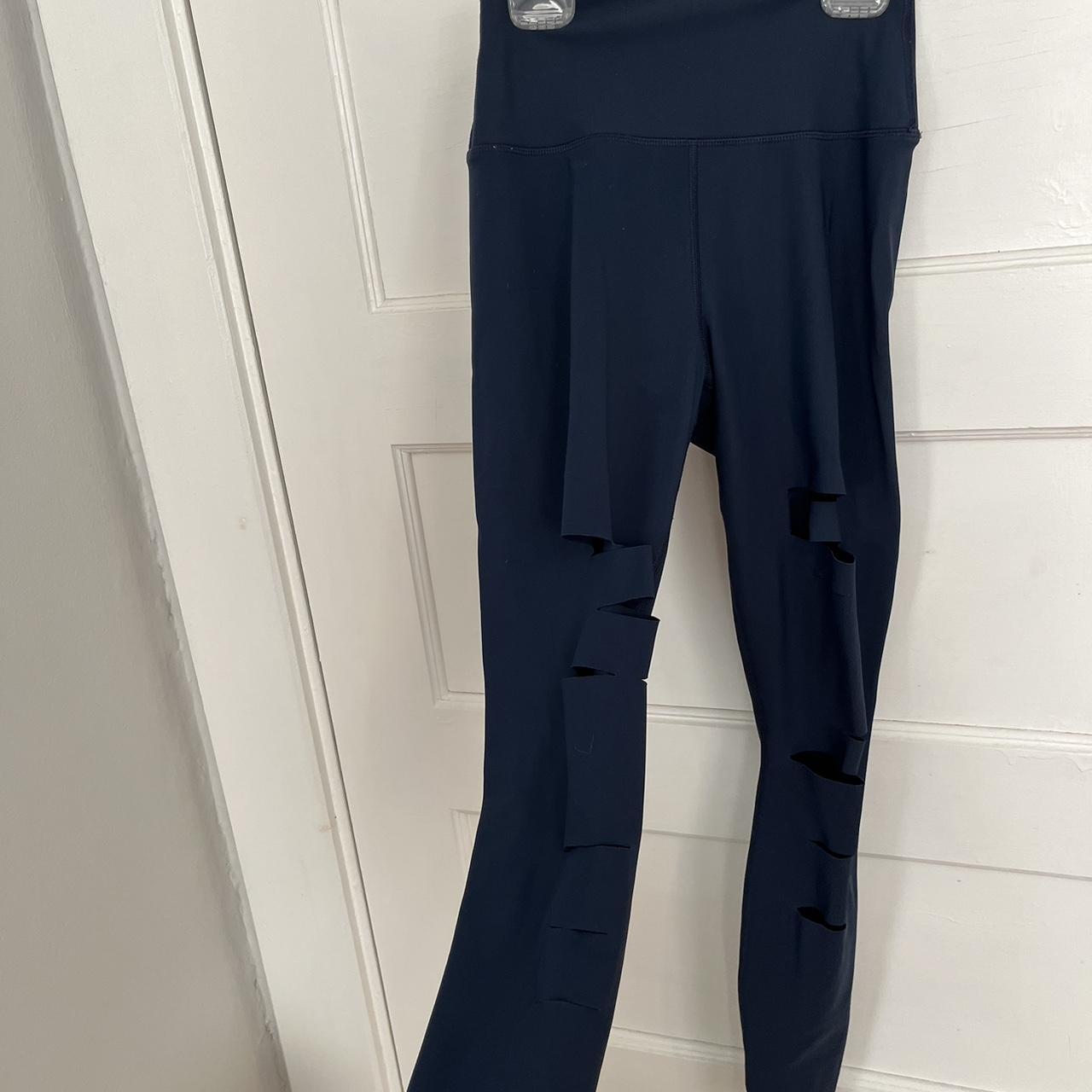 Blue ALO Leggings with rips. Size XS. - Depop