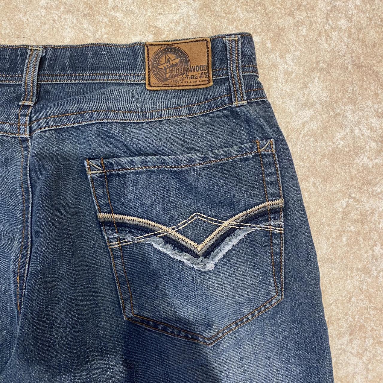 Loose fit dark blue jeans! Unique stitching on back... - Depop