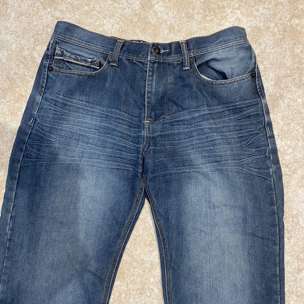 Loose fit dark blue jeans! Unique stitching on back... - Depop