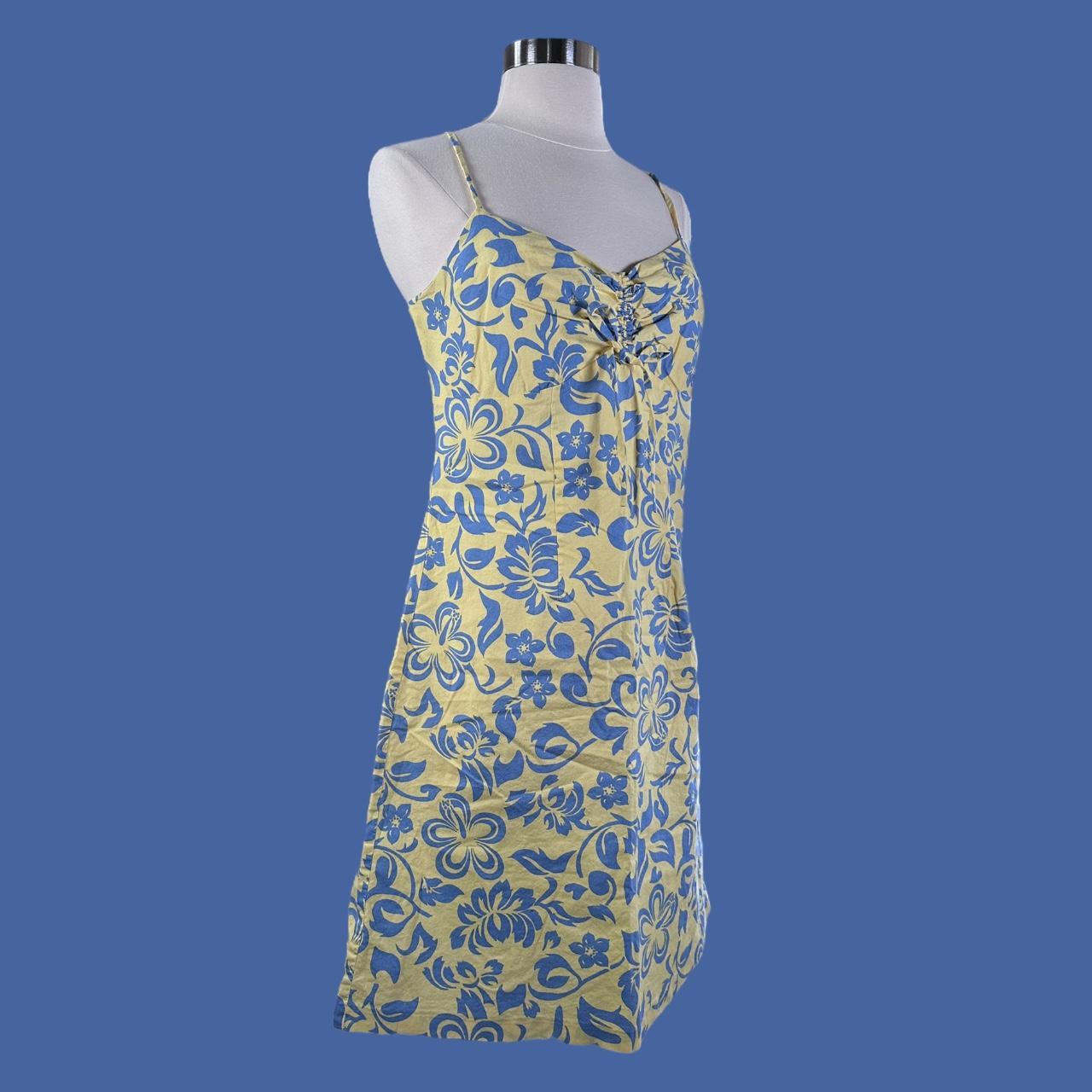 La Belle Women's Yellow and Blue Dress Depop