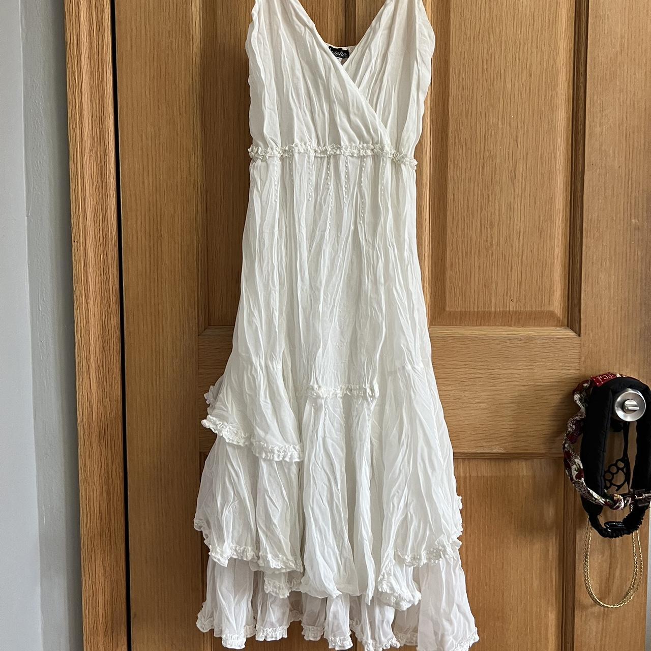 Women S Cream And White Dress Depop