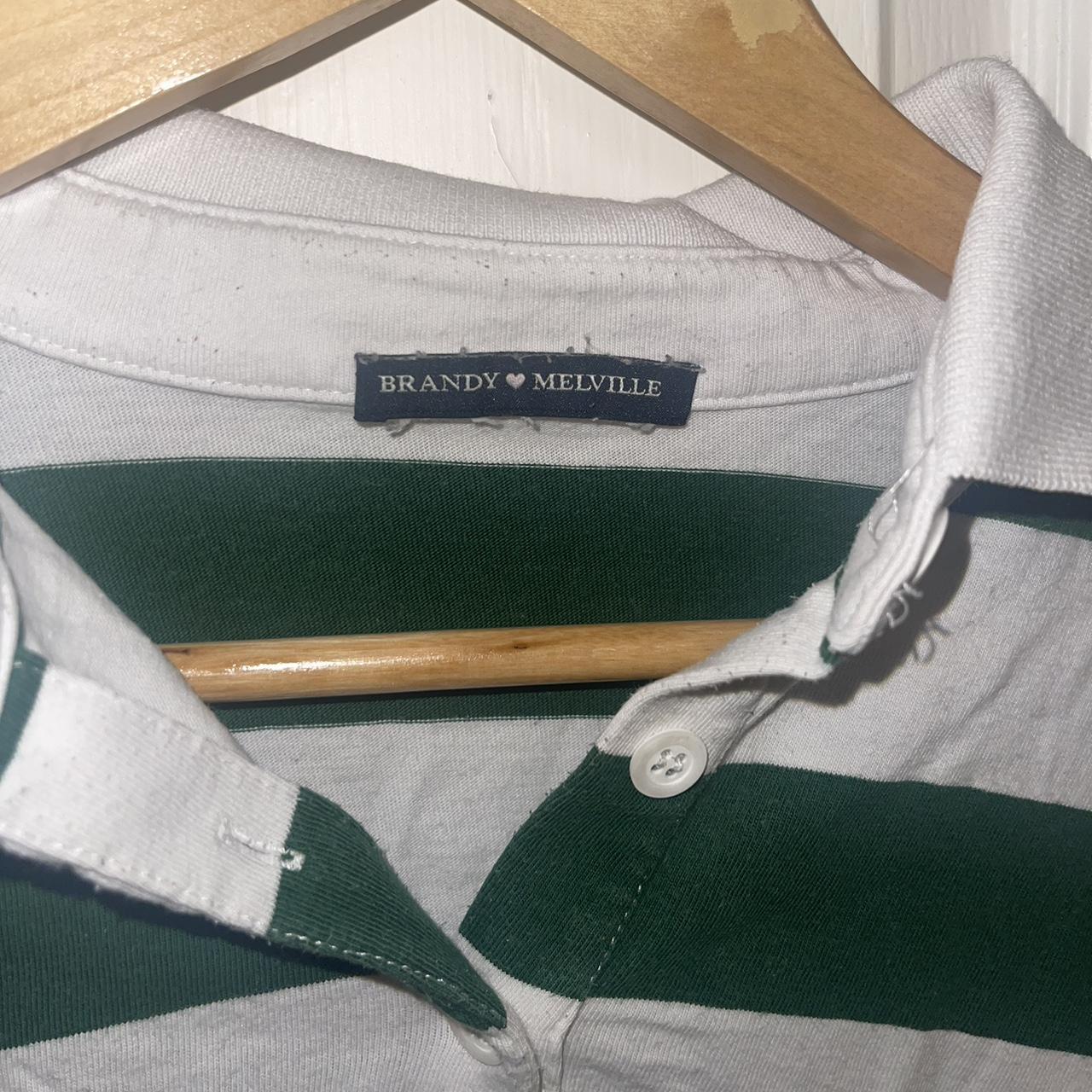 Brandy Melville rugby /polo shirt Green and white... Depop