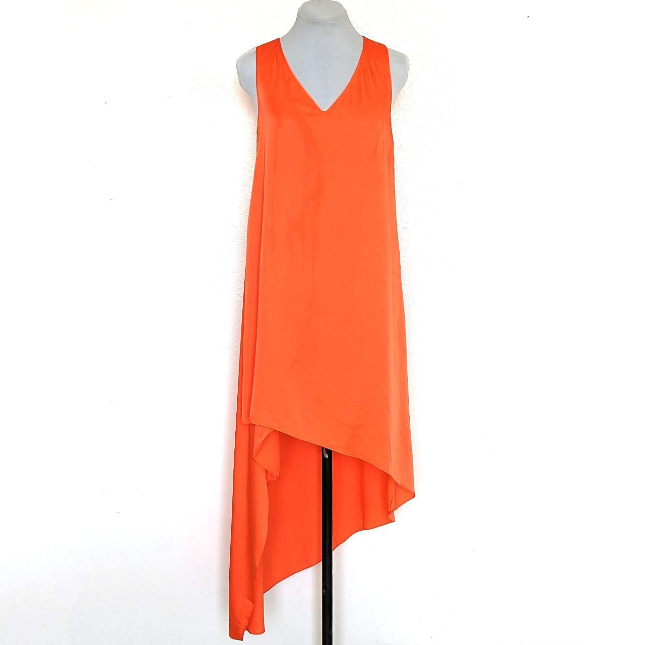 BCBGMAXAZRIA Avery Neon Orange High Low Sleeveless Depop