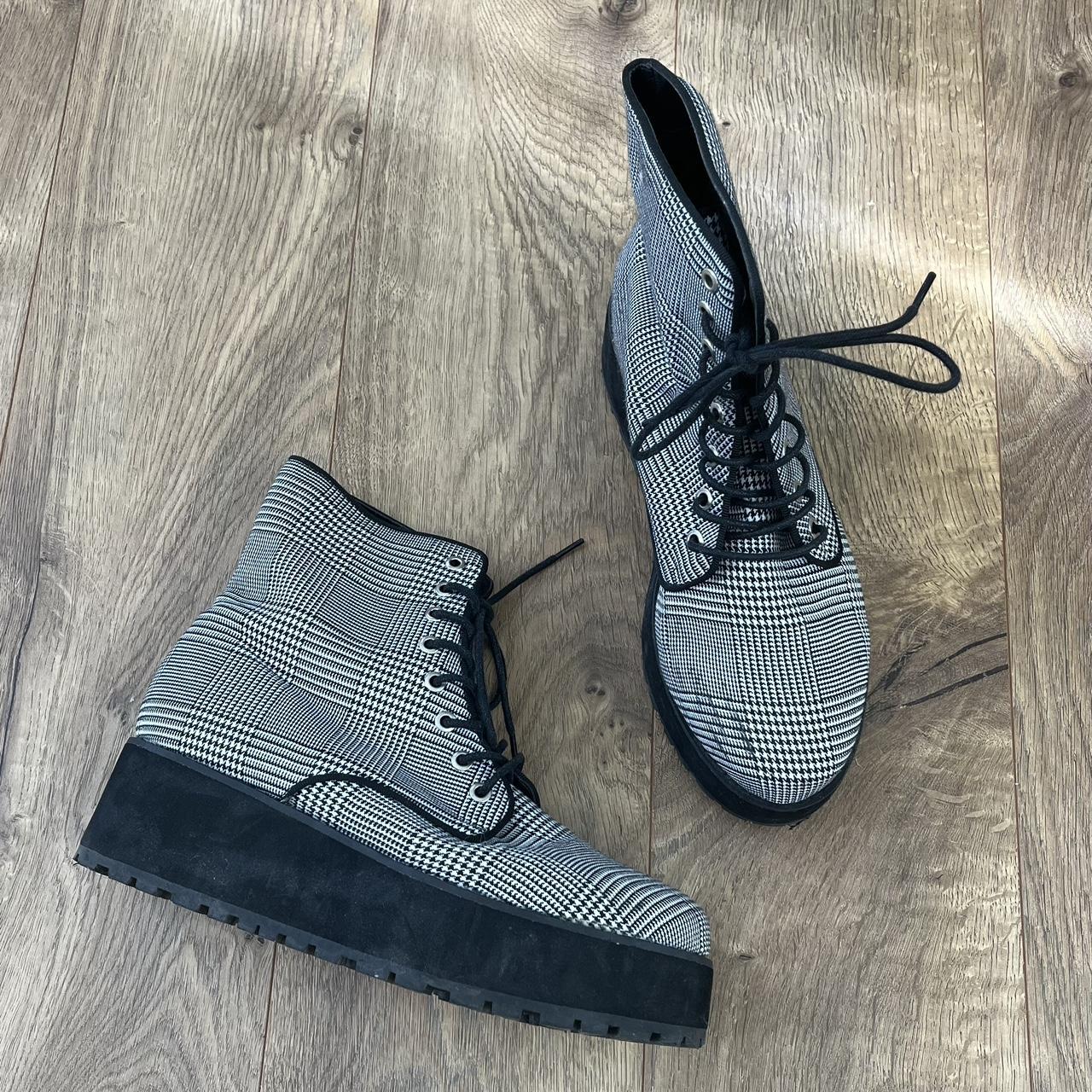 Chunky platform plaid ankle boots Colors gray Depop