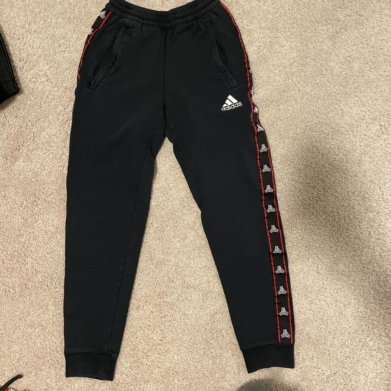 Black and red Adidas sweat pants. Heavyweight. Depop