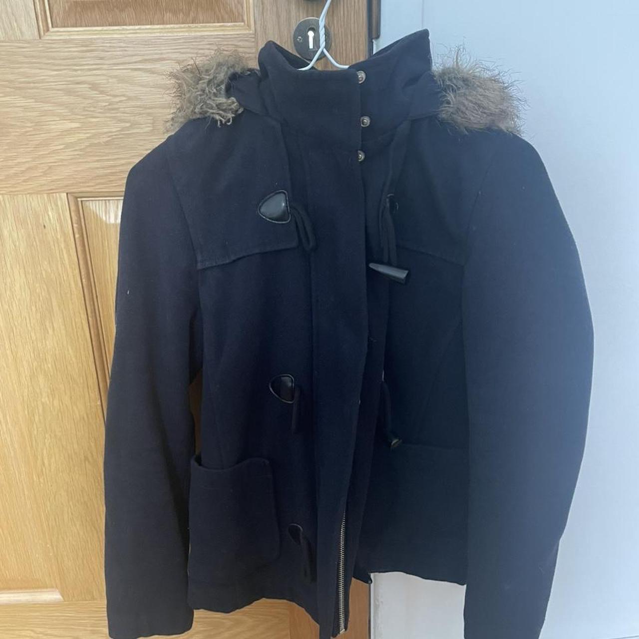 Women's Navy and Blue Coat | Depop