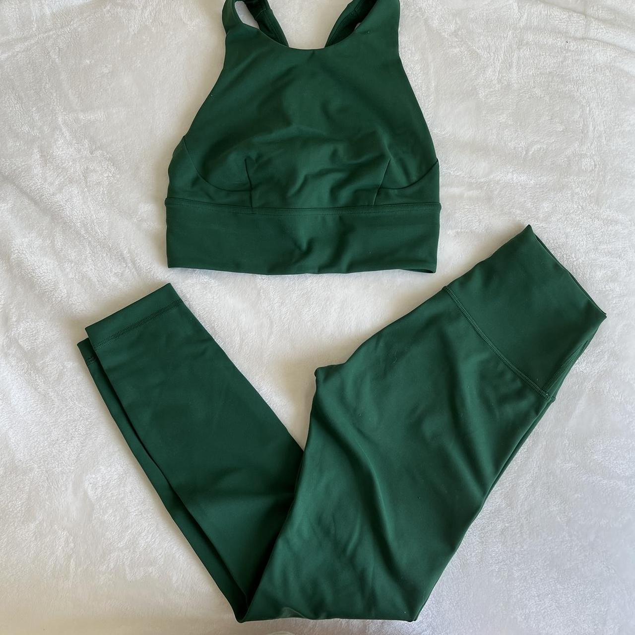 lululemon everglade green set worn twice wunder - Depop